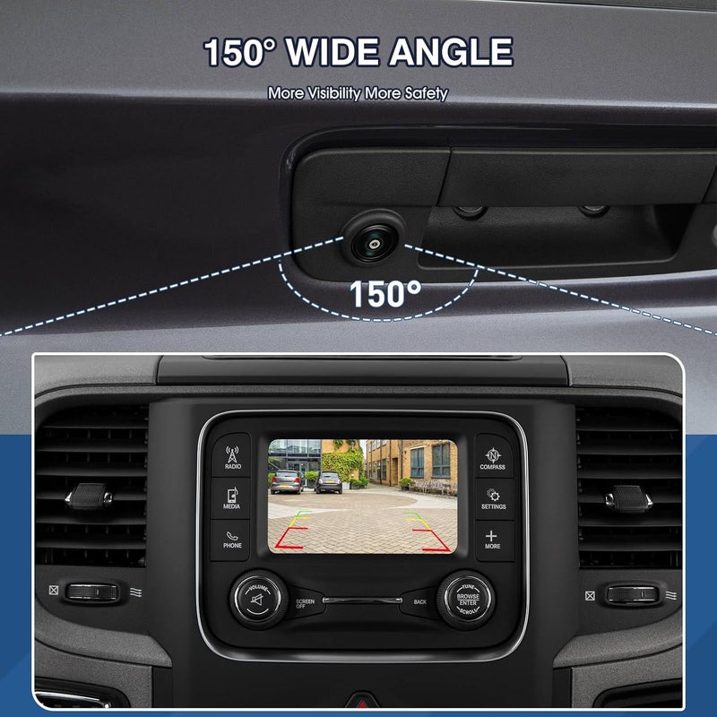ACAUTO Tailgate Handle Backup Camera Fit for Dodge RAM 1500 2009-2017,Fit for Dodge RAM 2500 3500 2010-2017 Tailgate Reversing Rear View Park Assist Camera RCA Plug Replaces 68084284AB - Image 3